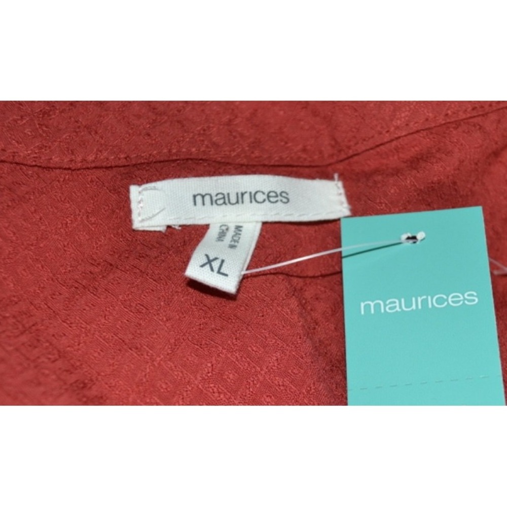 Maurices Womens Top XL Orange Terracota Short Sleeve Blouse - Picture 4 of 8